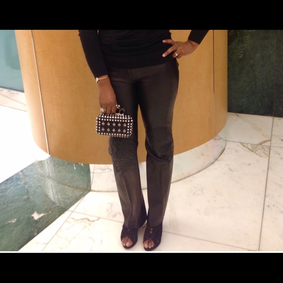 Embossed Leather pants with lining - Picture 2 of 4